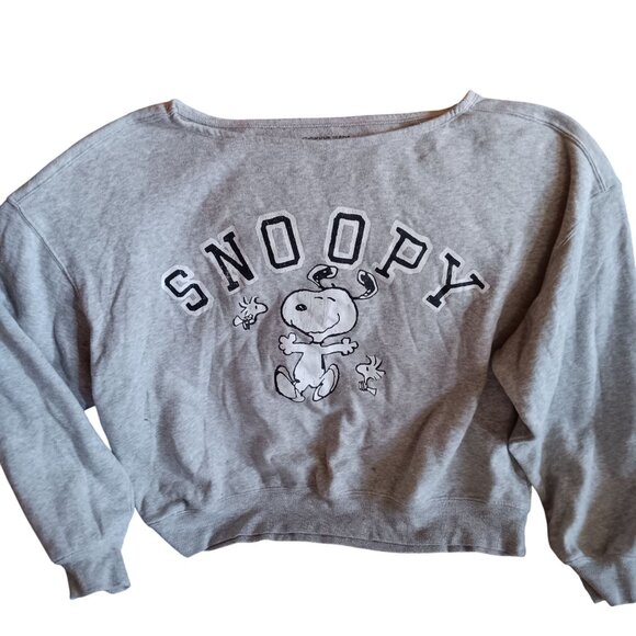 Women's XL Sweatshirt Snoopy Peanuts Hybrid Graphic XL Gray Oversize - Picture 1 of 4